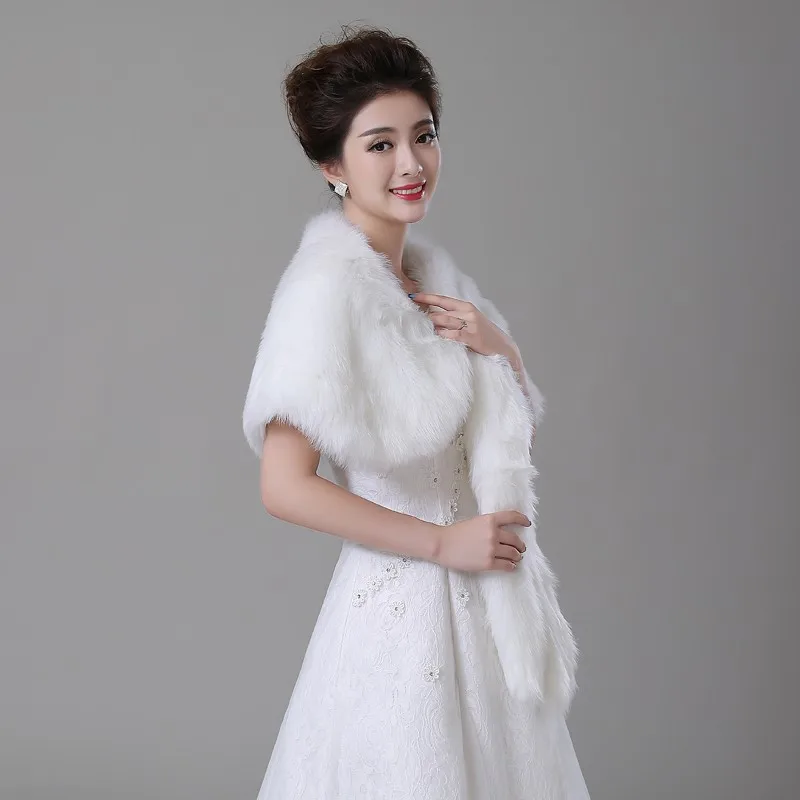 SHAMAI зимняя теплая Свадебная куртка женская свадебная накидка из искусственного меха белая элегантная меховая накидка, болеро, шарф, шали, свадебные аксессуары