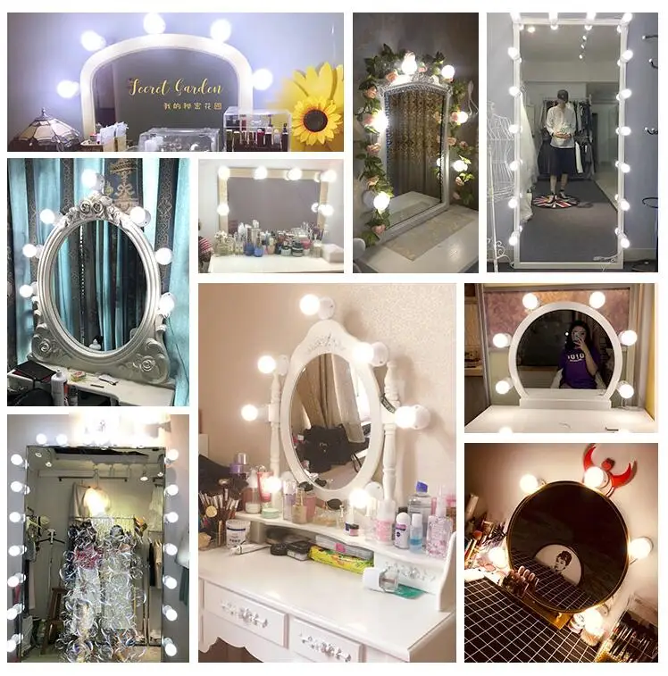 Günstig 3 farbe LED Make Up Spiegel Glühbirne Hollywood Eitelkeit Lichter Stufenlos Dimmbar Wand Lampe 10 Bulbs Kit für Dressing Tisch