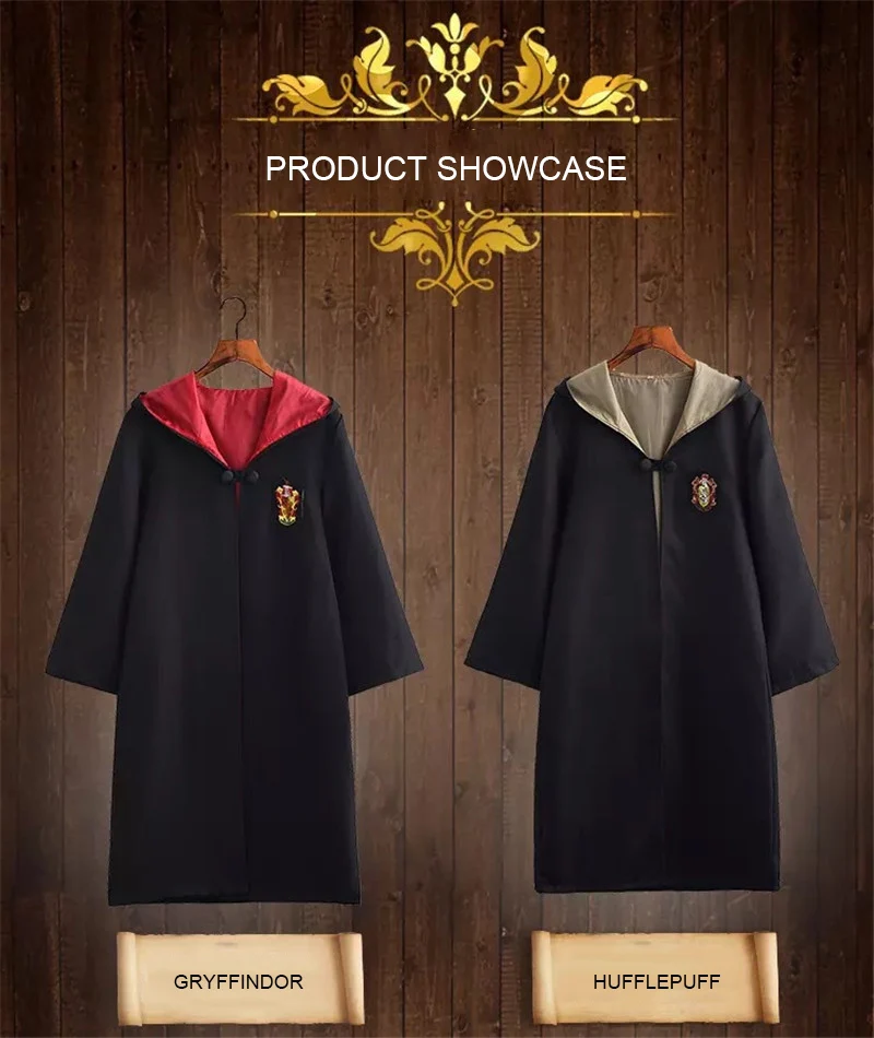 Gryffindor Cosplay Costume Potter Robe Scarf Ravenclaw Hufflepuff Slytherin Cloak with Tie Potter Costume