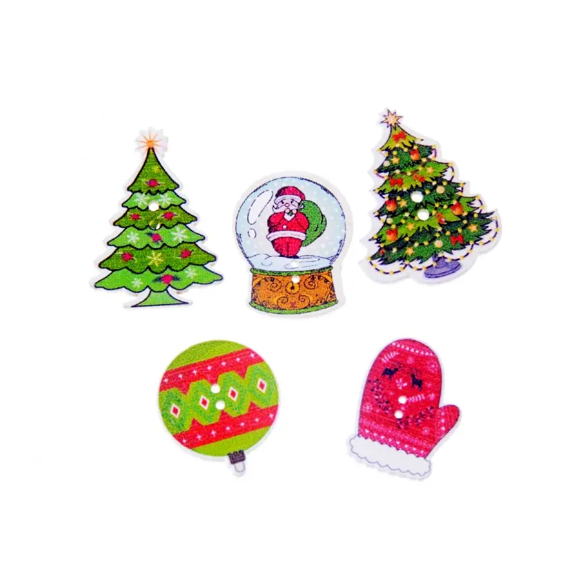 50 шт многоцветные 2 отверстия рождественские деревянные пуговицы для скрапбукинга - Цвет: F1990