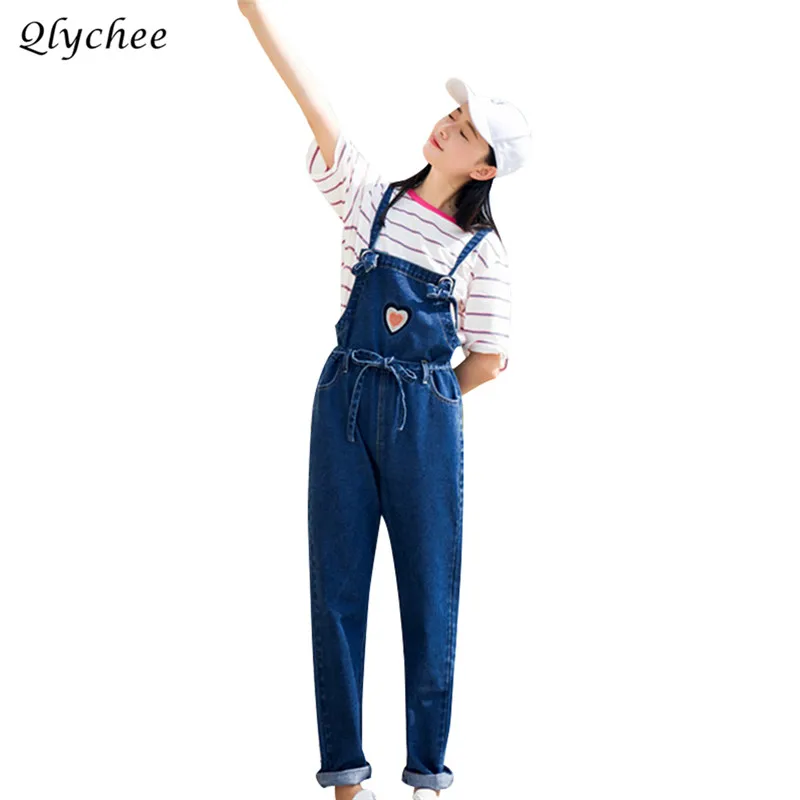 denim jumpsuit heart