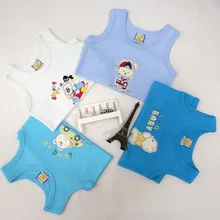 Стиль, 4 шт./лот, футболки для маленьких мальчиков, Летнее Детское нижнее белье, майка без рукавов из хлопка, детская одежда с круглым вырезом