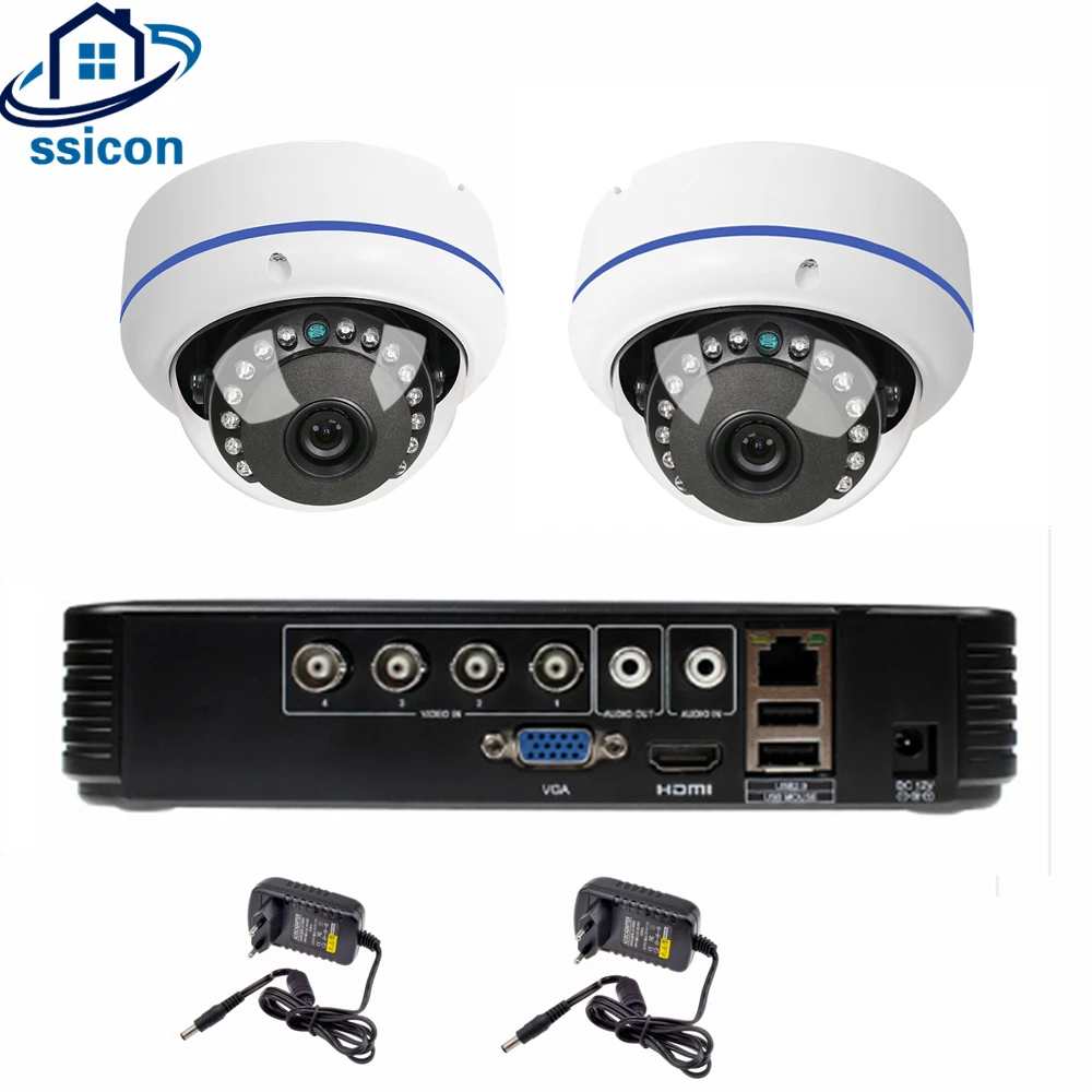 SSICON 4CH DVR CCTV System 2PCS Fisheye Cameras 2CH 2.0MP IR Security