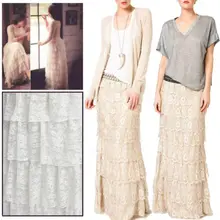 Женская юбка одежда женская двухслойная кружевная шифоновое Плиссированное Длинное Макси эластичная талия юбки Новые