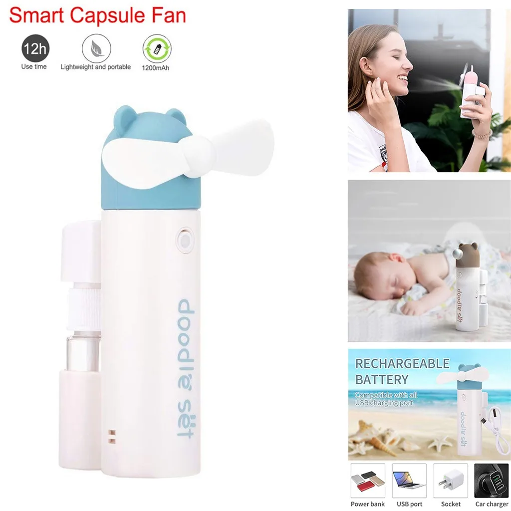 

Portable Handheld Battery Electric Mini Fan Air Water Bottle Steam Spray Misting Fan Summer Air Cooler for Travel Beach