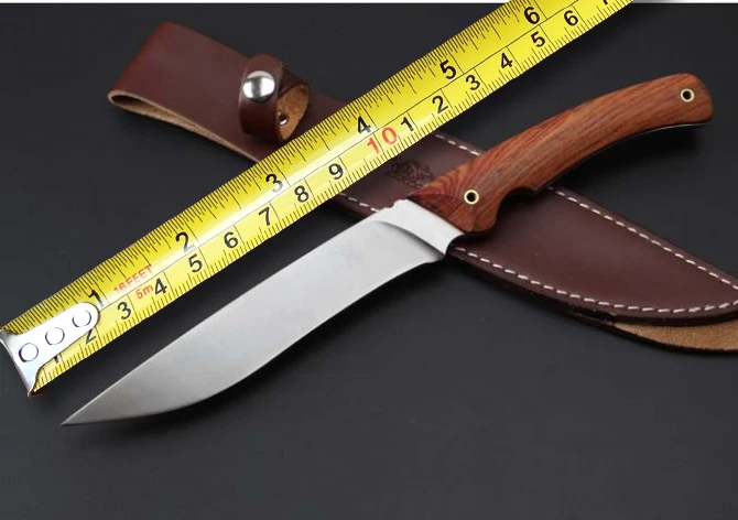 

Wild Boar Hunting Survival Fixed Knives,7CR17Mov Blade Red Sandalwood Handle Tactical Knife,Survival Knife.