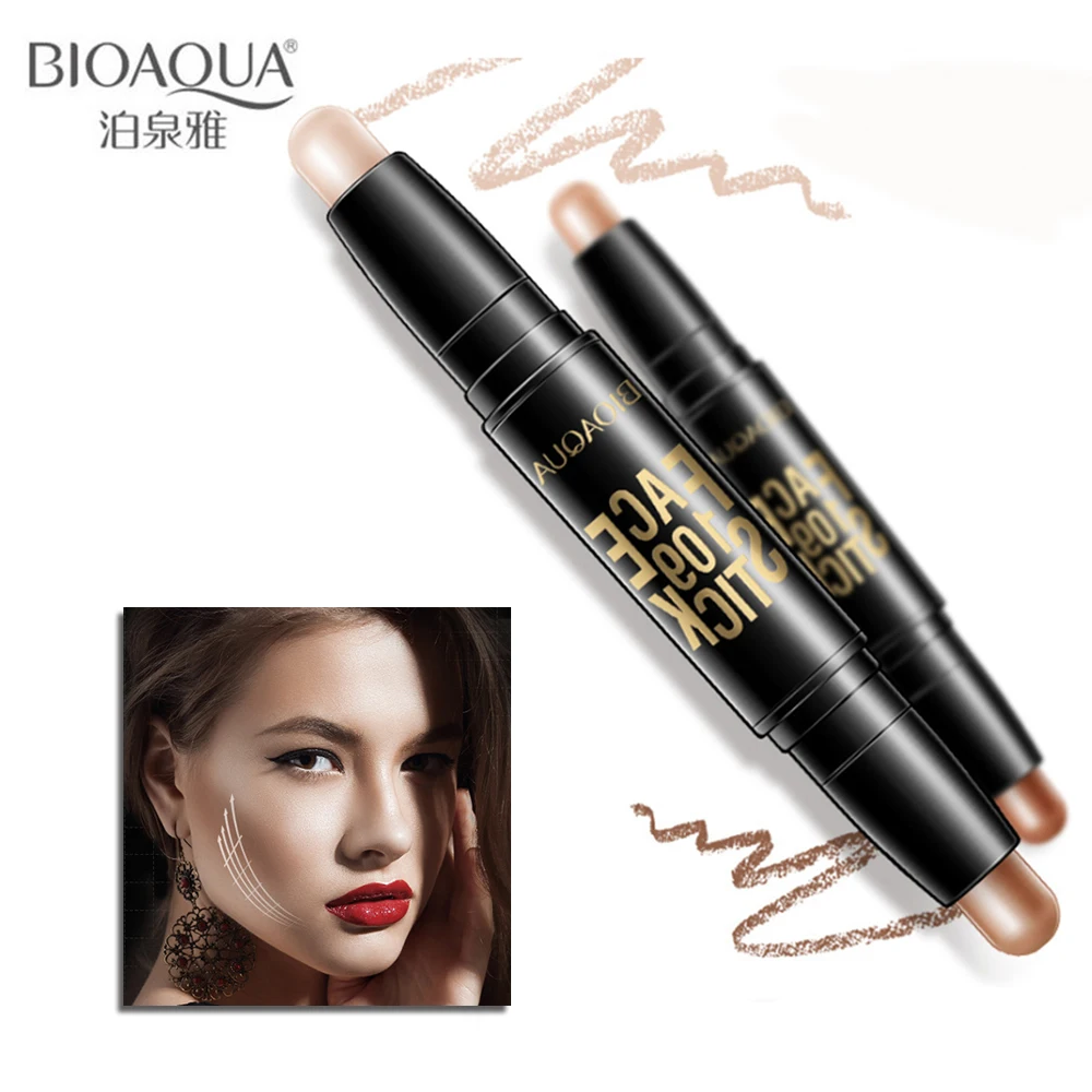 

BIOAQUA Brand Double Head 3D Bronzer Highlighter Stick Face Makeup Concealer Pen Foundation Stick Cream Texture Contour Pencil