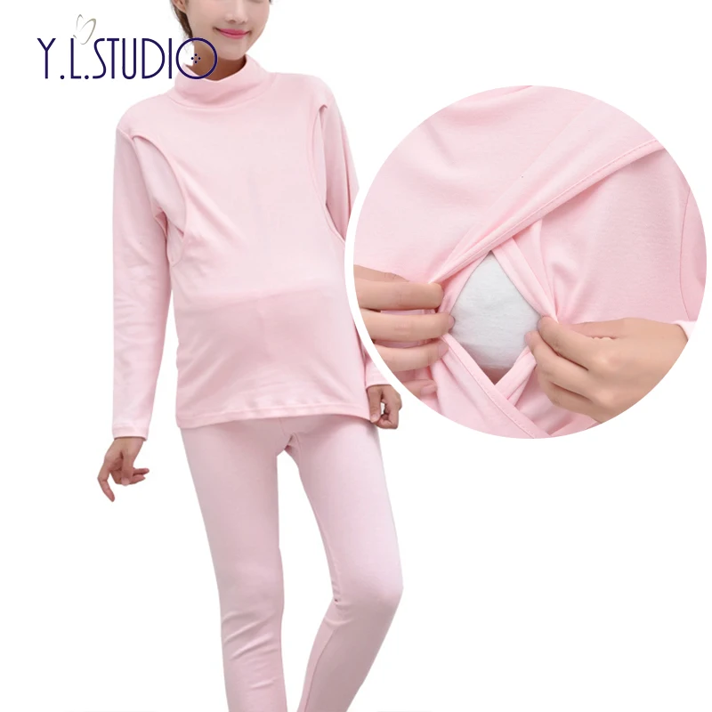 

Nightie for feeding Clothing for pregnant women fall-winter Pajamas Maternity sleeping Shirt Winter Breastfeeding sleepwear