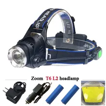 Waterproof 3800LM LED Headlamp Cree XML T6 XM-l2 Headlights Lantern with 18650 Rechargeable Battery 4 Modes Torch Head