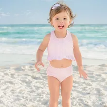 Szyadeou Купальник для девочек детские купальники Дети в полоску для малышей ванный комплект бикини 2 предмета в комплекте купальники От 1 до 4 лет F1