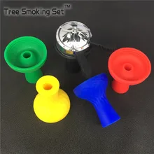 1 шт Силиконовая кальянная чаша 1 шт металлическая Серебряная средняя двойная ручка держатель для кальяна силиконовая чаша для кальяна аксессуары