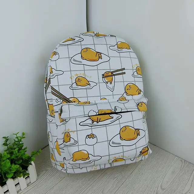 Student Girls bags Lazy Egg Printed Kids Backpacks Cartoon Yellow