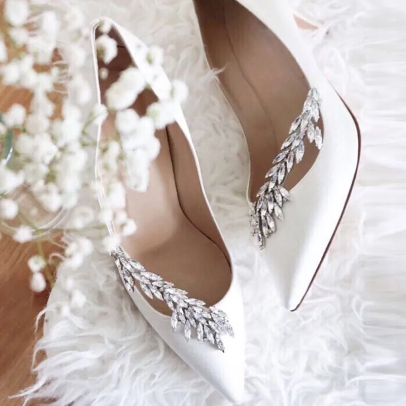 Wheatear cristal soie Nadira bijoux pompes de mariée femmes chaussures piste pointu orteil Club fem