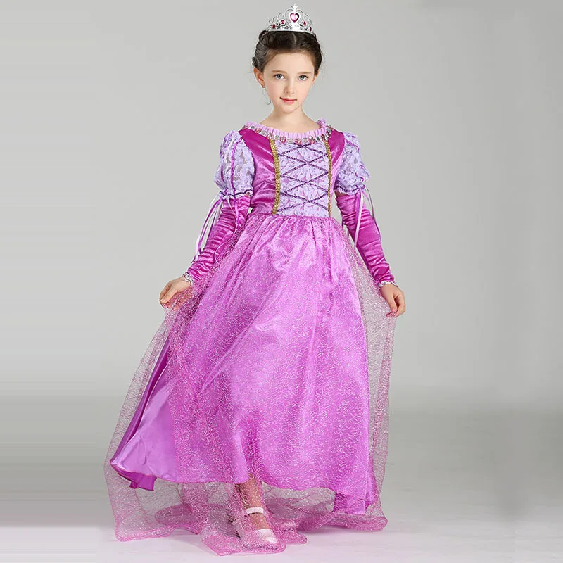 Fantasia Vestidos Children role play dresses purple dress Rapunzel