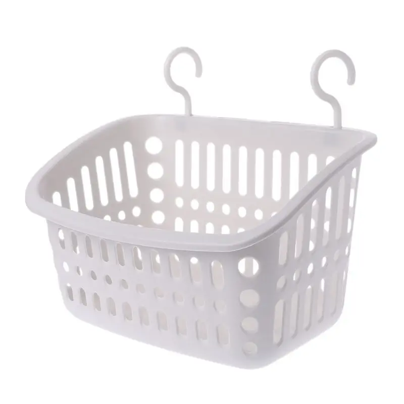 Пластиковая подвесная душевая корзина с крюком для ванной, спальни, кухни, держатель для хранения мусора, экономия пространства, корзина для хранения - Цвет: White.27.5x20.5cm