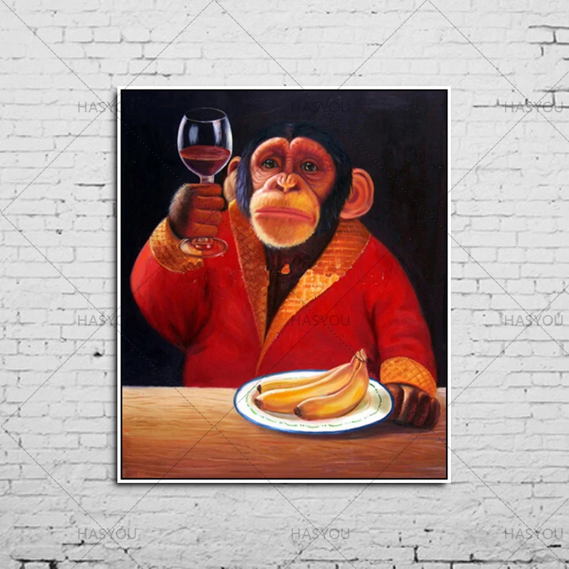 Drinking monkey oil painting printed on canvas home abstract oil