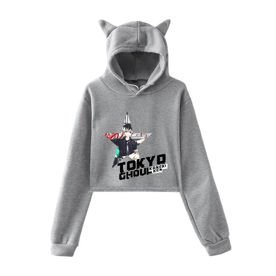Новинка одежда Tokyo Ghouls 2D повседневный крутой модный кроп топ с котом Женская