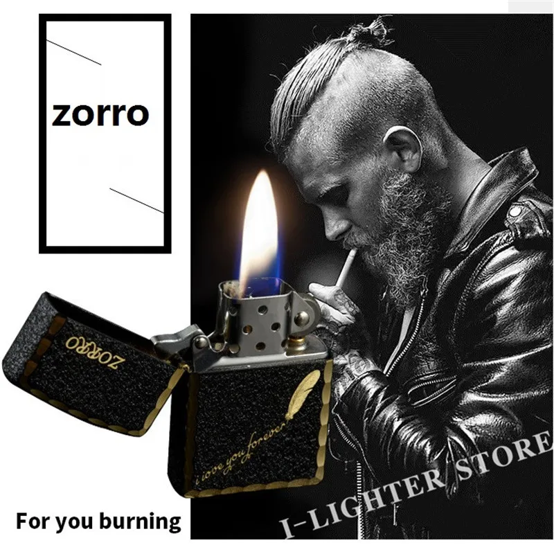 

ZORRO 7 Style Art Carving Retro Bronze Metal Cigarette Lighter Refillable Gas Windproof Torch Lighter Grinding Wheel Jet Lighter