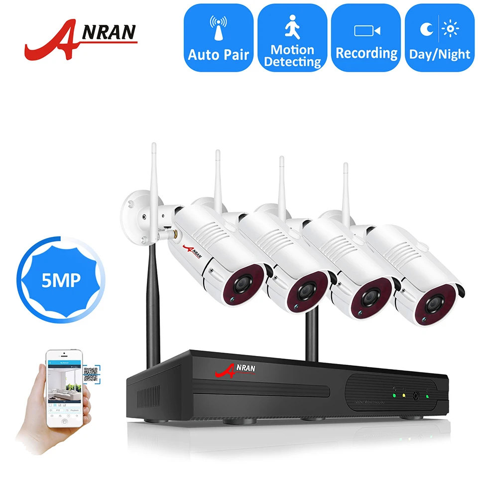 ANRAN Full HD NVR 5MP H.265 IP камера безопасности Открытый 36 ИК Беспроводная CCTV камера системы водонепроницаемый комплект наблюдения 3 ТБ HDD