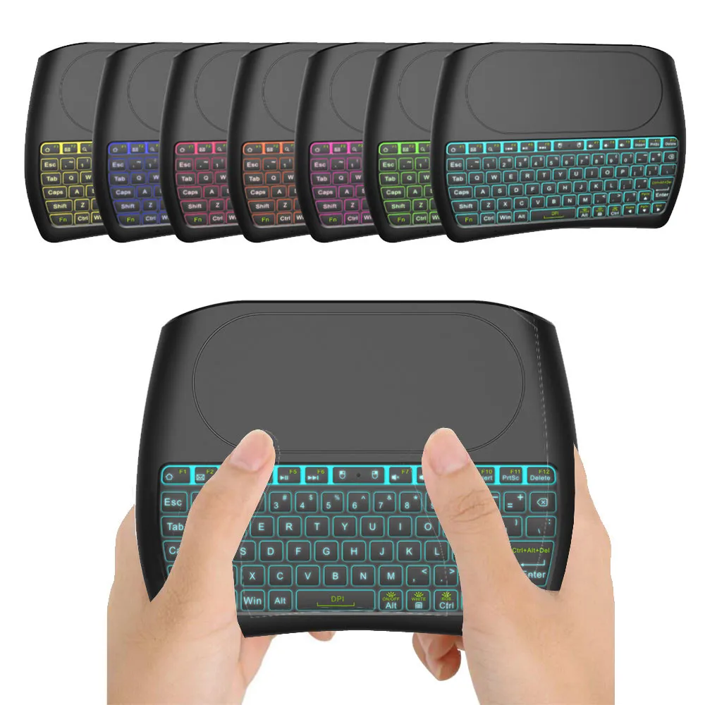 Беспроводная мини-клавиатура с подсветкой D8 Pro Plus на английском и русском языках, 2,4 ГГц, Air mouse, сенсорная панель, контроллер для Android tv BOX, PK I8 Mini