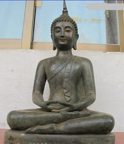 

18"Buddhism Temple Vintage old Bronze Thailand Amulets Sakyamuni Buddha Statue