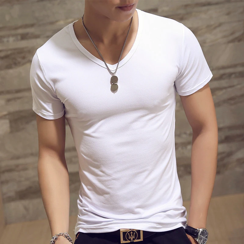 T-shirts V Neck Tshirt Basic Plain Tees 