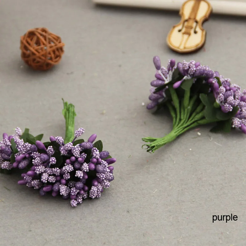 144PCS/lot(12 bundles) Artificial Flowers Stamen Wire Stem/Marriage Leaves Stamen DIY Decorative Wreath Wedding Box Decoration