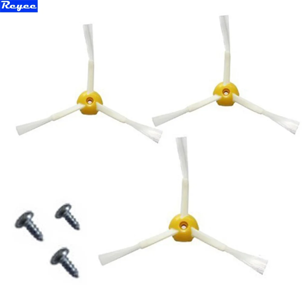 6 Pieces (3PCS brush +3PCS screw) Replacement 3 armed Side Brush with