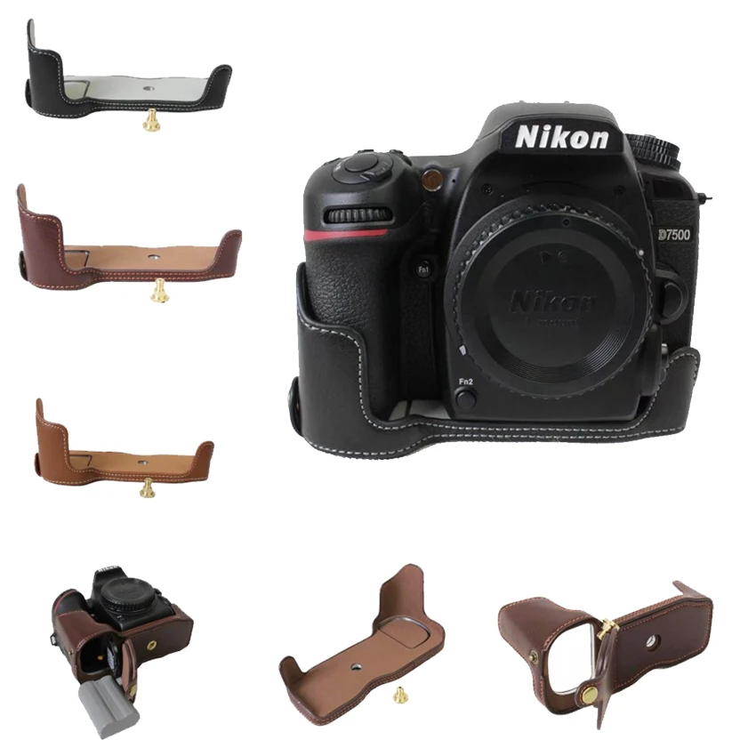 Новый чехол для камеры из натуральной кожи сумка Nikon D7500 полубоди нижняя крышка