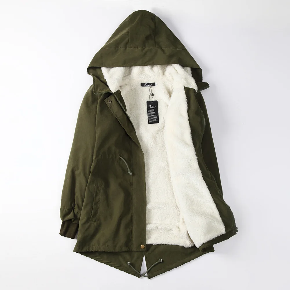woman parkas 2019 winter warm long appliques pockets cute solid zipper hooded thick female long sleeve parkas korean