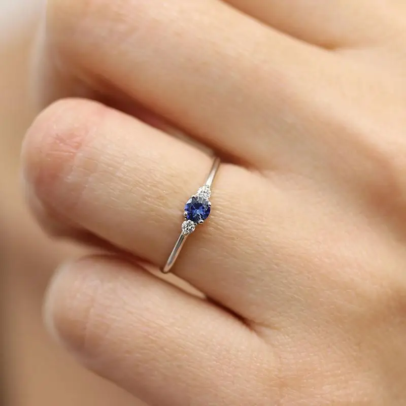 Tisonliz простые синие белые кольца с кристаллами, свадебные кольца для женщин, обручальные кольца, Bague Femme, модные ювелирные изделия для девочек - Цвет основного камня: 0112 Silver