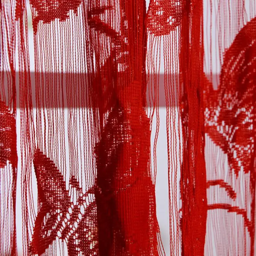 

200x100cm Butterfly Print Floral Voile Door Curtain Window Room Curtain Luxury fashion style semi-blackout kitchen curtains