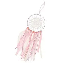 PPYY NEW-Bohemia Pink Ribbon Lace Dream Catcher Home Настенный декор розовый + белый