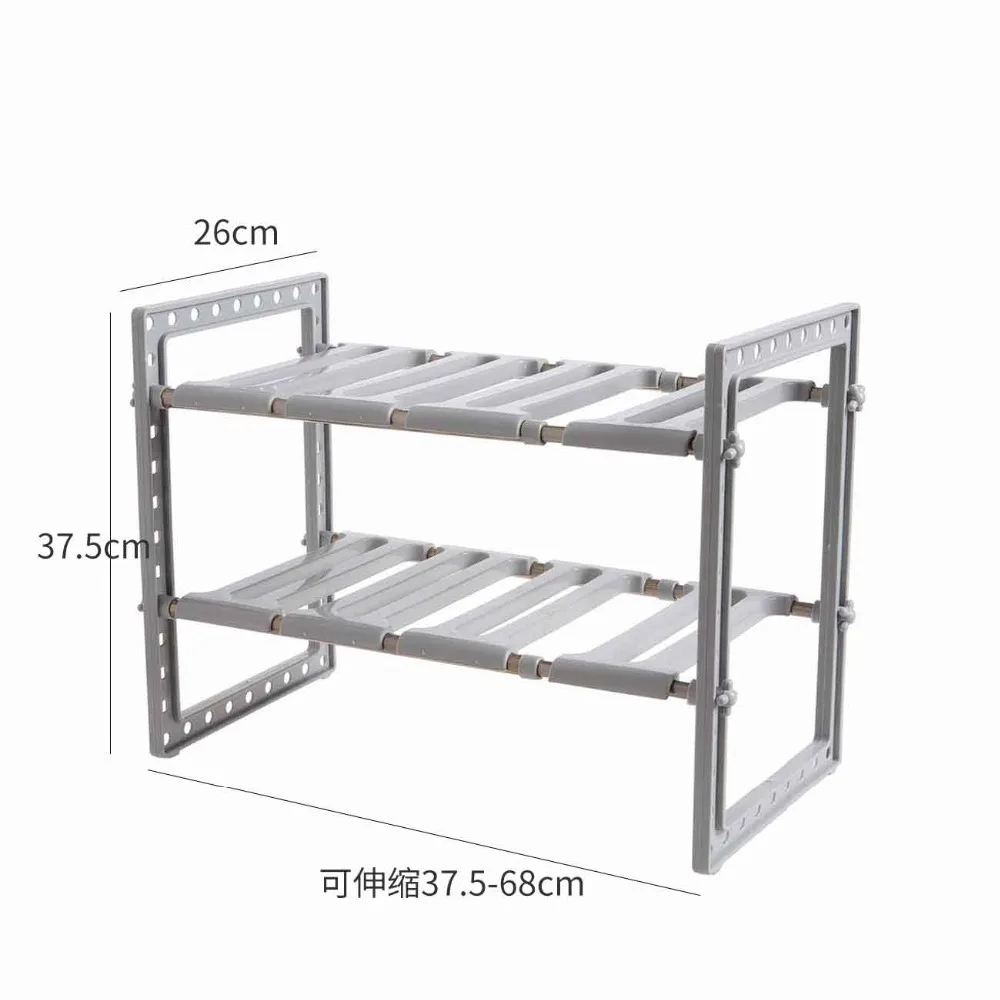 Кухонный стеллаж для хранения под раковиной, полка, двойная посуда слоями, держатель для плиты, органайзер для шкафа, регулируемая стойка для раковины, кухонные принадлежности
