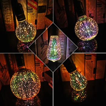 

Led Light Bulb 3D Decoration Bulb 85-265V ST64 G95 G80 G125 A60 Bottle Heart E27 Holiday Lights Novelty Christmas Lamp