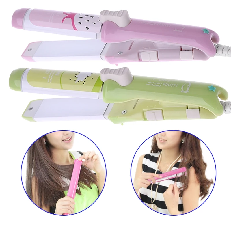 

Portable 220V Hair straightener Mini hair curling iron Travel hair tools Cute Candy Color Hair Styling Tools US Plug With Box