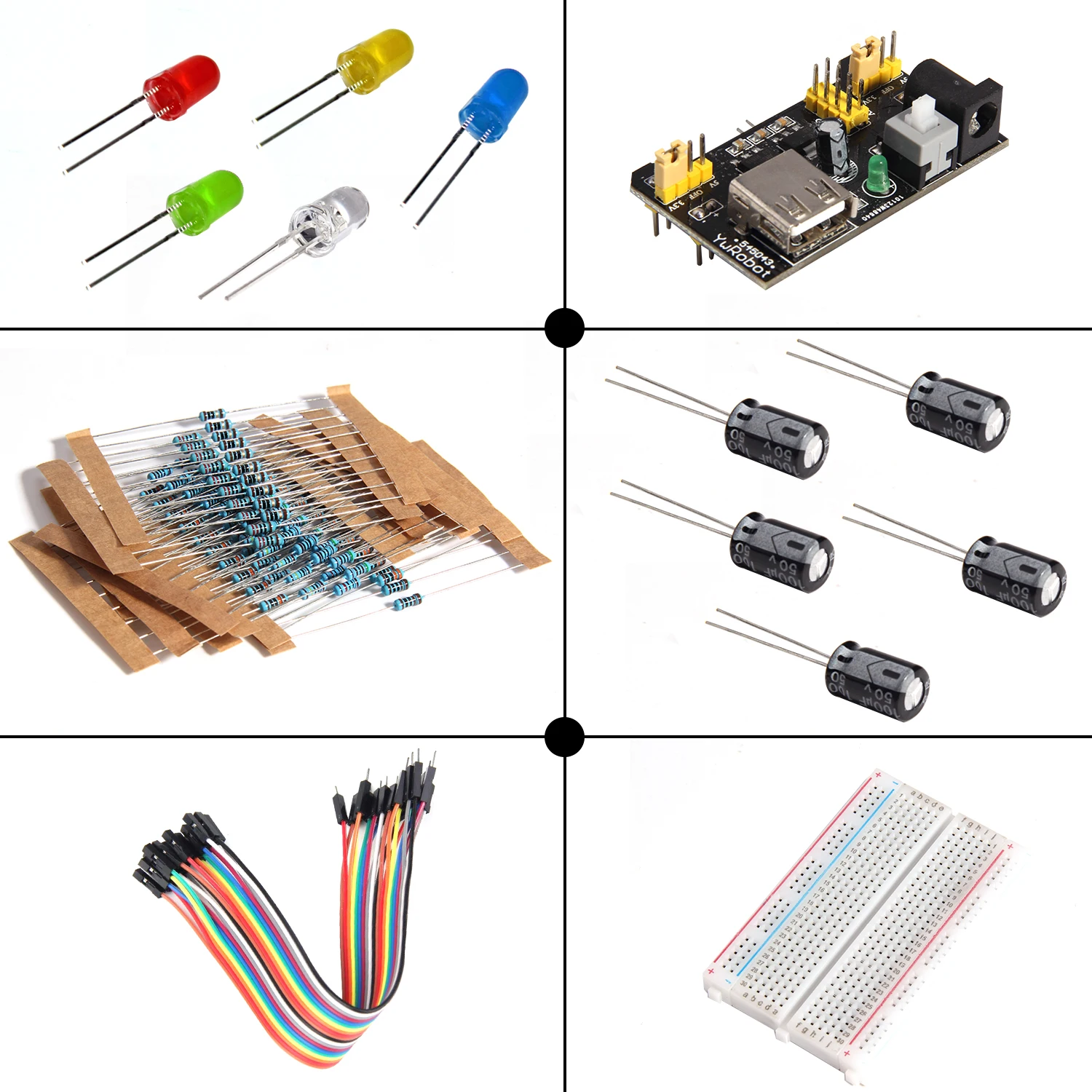 Электронный компонент базовый стартовый комплект с макетной платой кабель резистор, конденсатор, светодиодный, потенциометр для Arduino