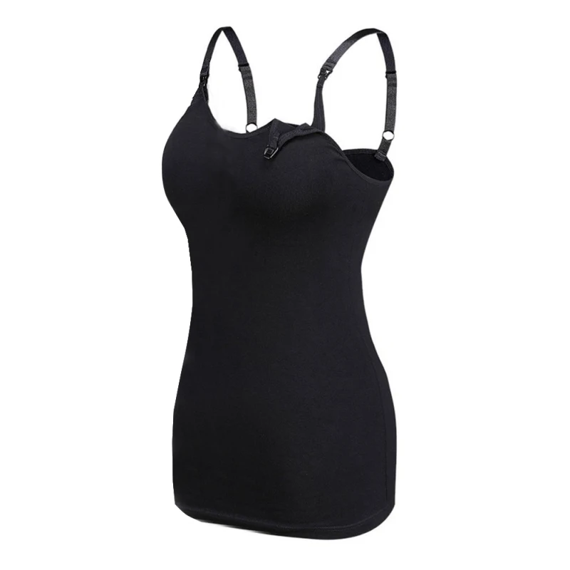 Tanie Macierzyństwo kobiety pielęgniarstwo topy na cienkich ramiączkach do karmienia piersią Camisole w ciąży wbudowany biustonosz wymienne wkładki Casual Cotton Vest Top