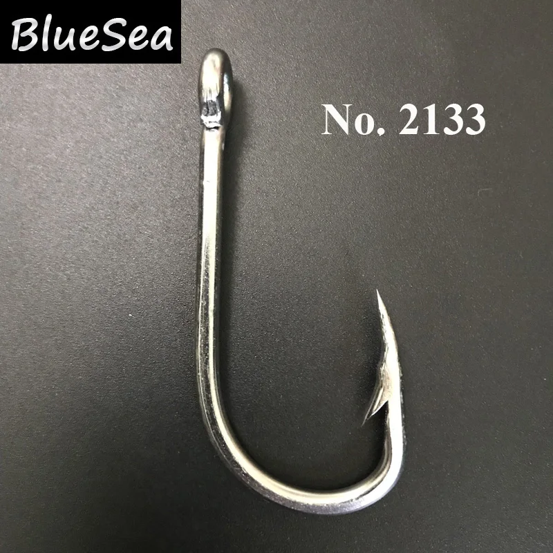 10pcs//pack Single Fishing Hook Stainless Steel Fishhook Tuna Jig Saltwater Hooks