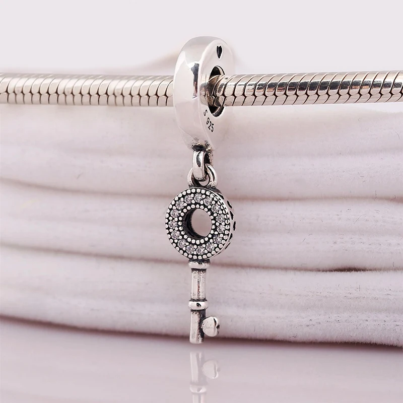 

2019 Hot Sale Fits Charm Bracelet DIY Women's Jewelry Party Gift 925 Sterling Silver Bracelet Zircon Key Drop Beads