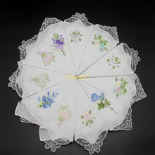 Винтажный хлопковый носовой платок девушка салфетка вышитые женские салфетки вышитые бабочки кружева платок в цветочки#223