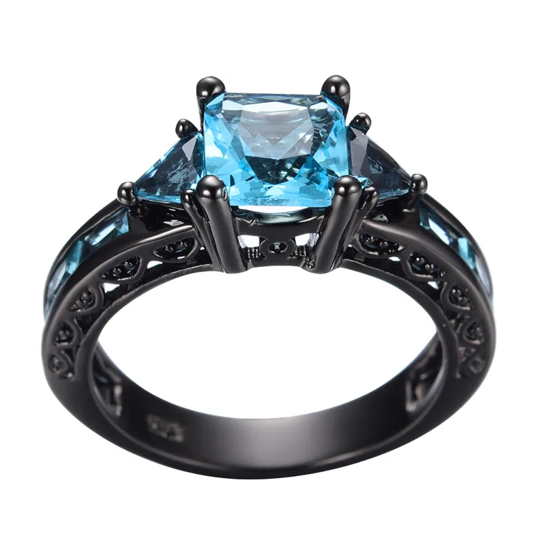 size 6 10 classical jewelry princess cut light blue wedding ring 10kt black gold filled cz women vintage engagement rings in rings from jewelry - Black And Blue Wedding Rings size 6 10 classical jewelry princess cut light blue wedding ring 10kt black gold filled cz women vintage engagement rings in rings from jewelry - Black And Blue Wedding Rings