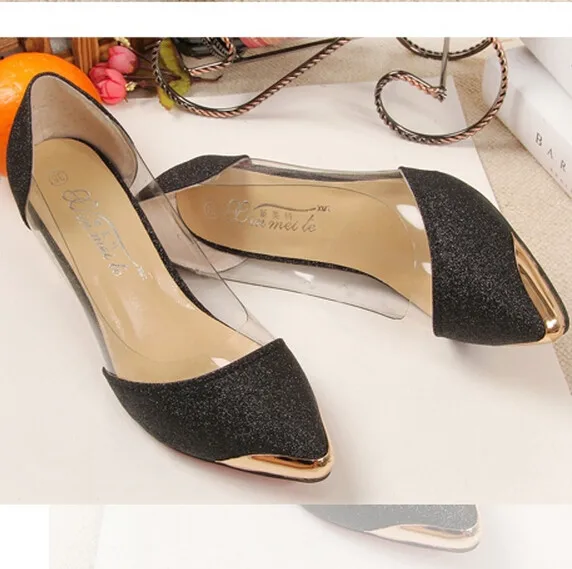 

Woman Shoes Ladies Pumps Edge Metal Sexy Pointed Toe Red sole Low Heels Women 2015 High Brand Designer Party Shoes Sapatenis