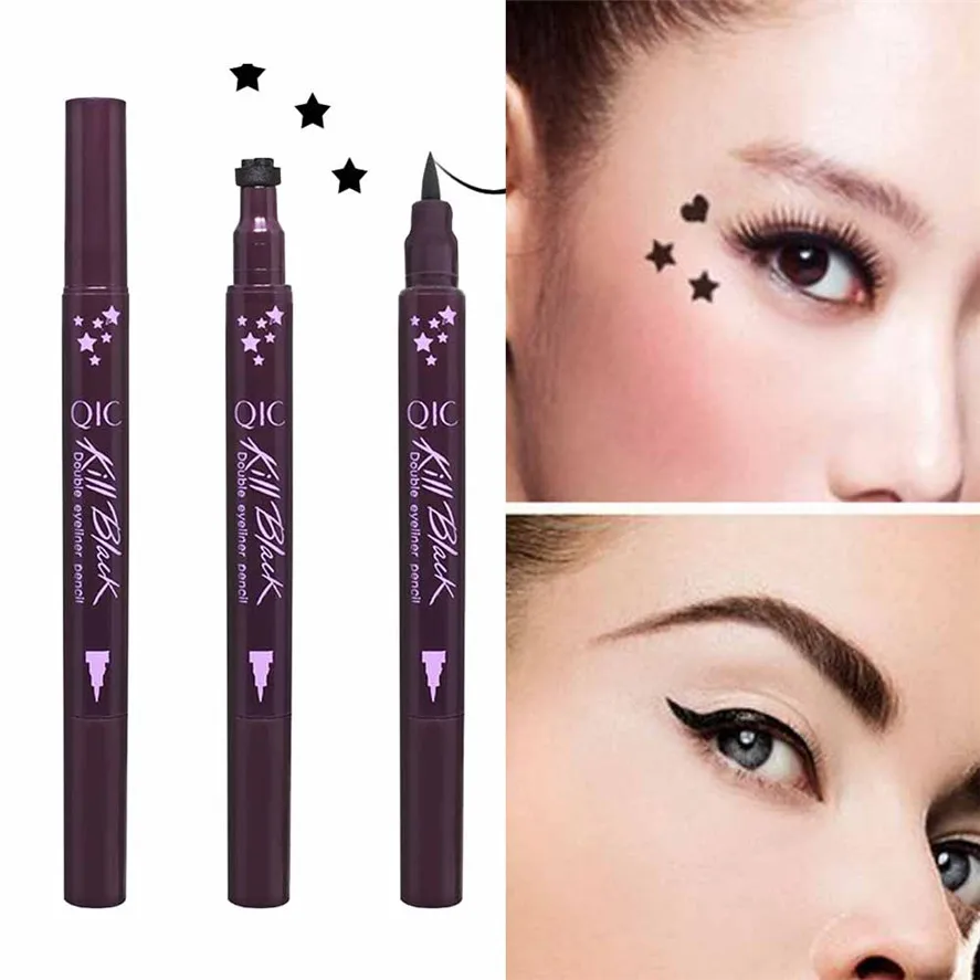 

New QIC 1PC Fashion Press The Chapter Eyeliner Pen Pattern Embellishment Makeup Double Head Cosmetic Eyeliner Pen 4 Styles