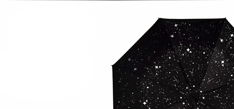 Fashion Black Stars Women Umbrella Three Fold Wind Resistant Anti UV Sun Umbrella Sunny And Rainy Dual-use Male Parasol8