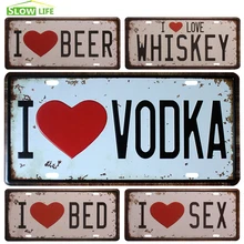 Я люблю пиво автомобиль металл номерных знаков Винтаж Home Decor Олово Войти Бар Паб гараж декоративные металлические знак Art дощечки с рисунком