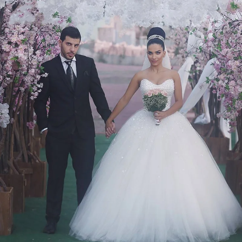 

Luxurious Customized Wedding Dress New Korean Style Handmade Wedding Gown White ivory Princess Bride Wedding Frocks