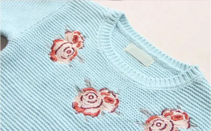 YB1352450; Детский свитер для девочек; кардиган с вышитыми цветами; свитер; детская одежда