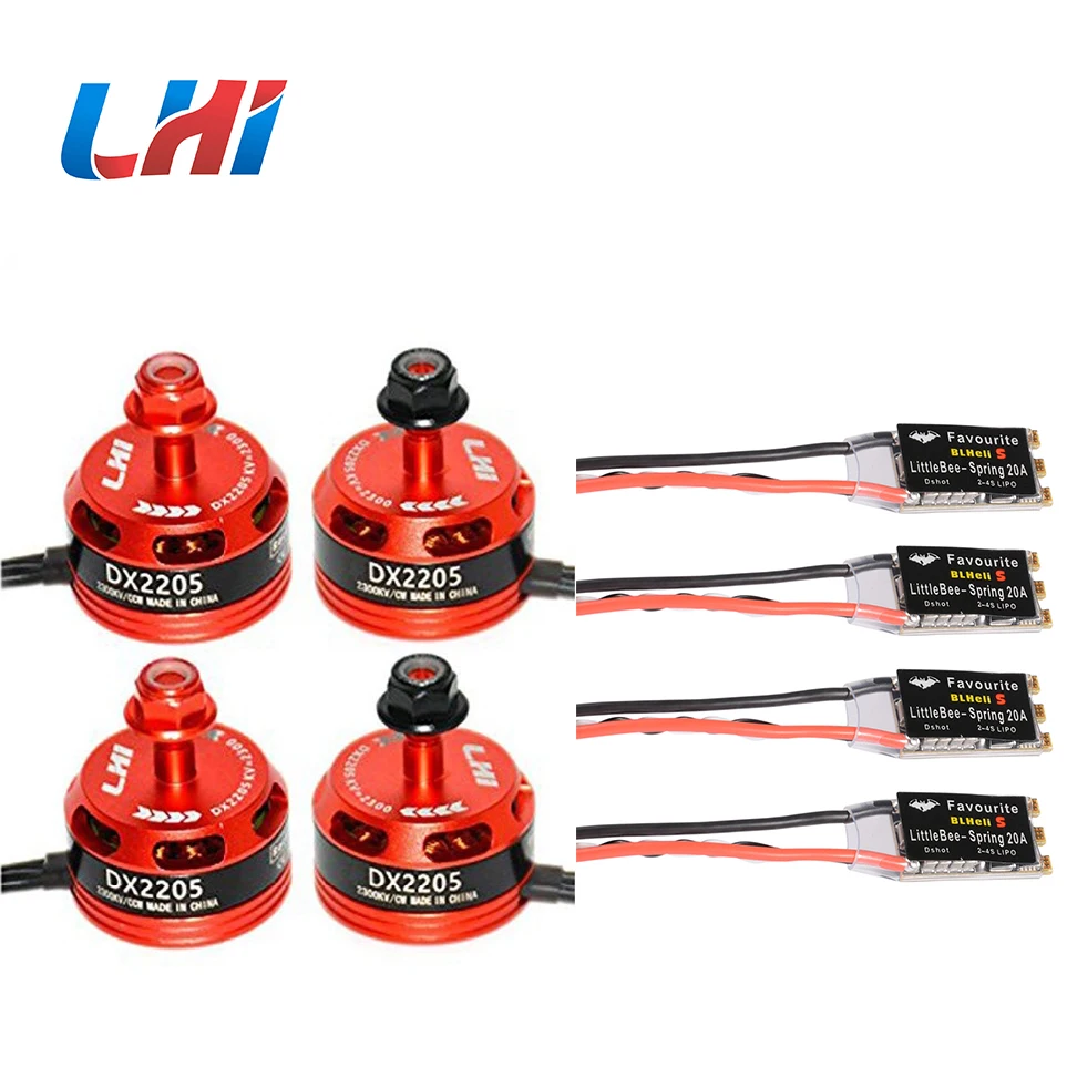 

4PCS LHI DX2205 2300KV Brushless Motor 2CW 2CCW+4 Pcs LITTLEBEE dshot Spring 20A ESC for QAV250 QAV300 FPV Racing Quadcopter