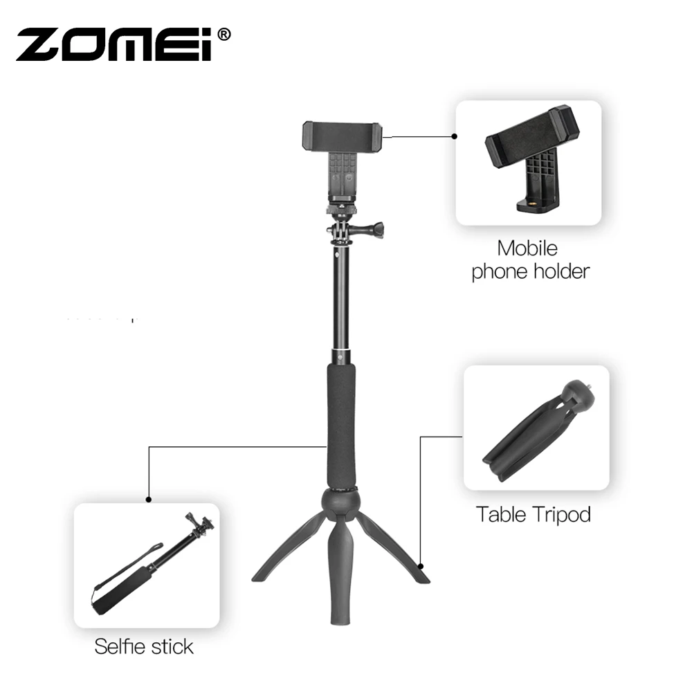 Zomei 3 в 1 Беспроводная Bluetooth селфи палка мини штатив выдвижной монопод универсальный для iPhone X 8 7 6s для samsung для Xiaomi